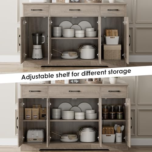 HOSTACK Kitchen Buffet Sideboard Storage Cabinet, Coffee Bar Cabinet, Grey