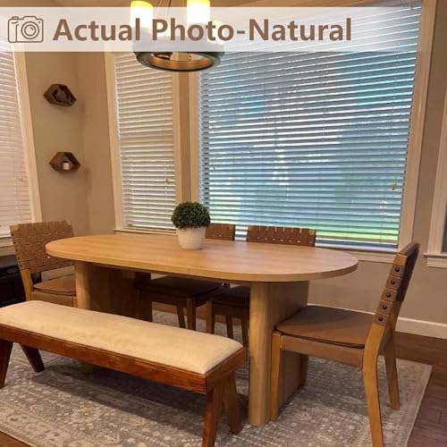 GarveeHome 70.87" Long Oval Dining Table with Wooden Base for 6-8 People