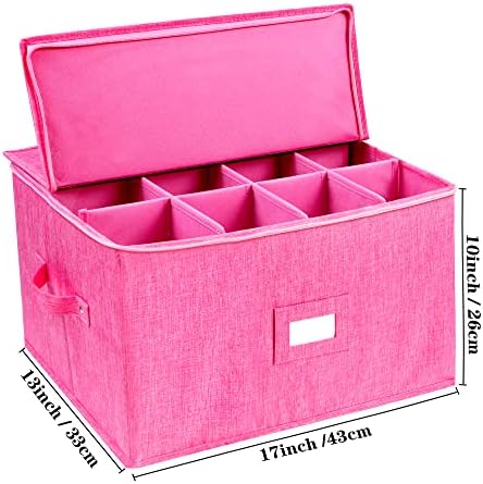 Wine Glass Storage Box, Stemware Storage Containers Cases with Dividers