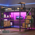 Dnxao Twin Loft Bed with Desk, 6 Drawers & Foldable Bed Table, Rustic Brown