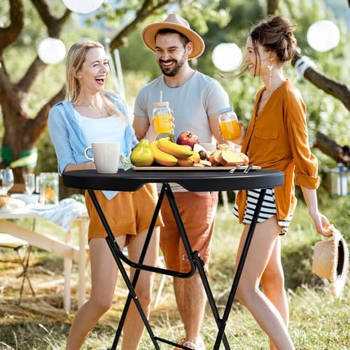 GUAGUA 32inch Folding Cocktail Tables, Bar Height, 2 Pack, Black