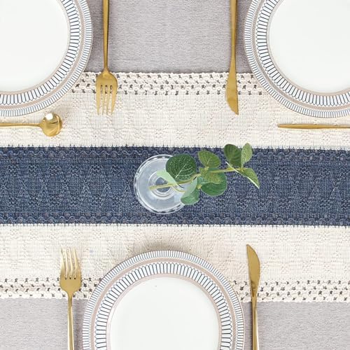 Boho Table Runner for Home Decor 12x72 Blue Fall Rustic Decorations
