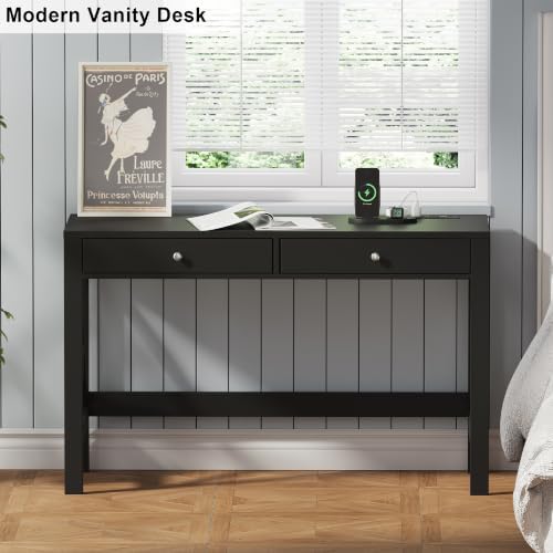 ChooChoo 47.24 Inches Farmhouse Computer Desk with 2 Drawers