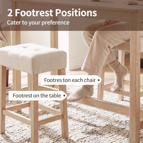 DUHOME 4 Piece Bar Table Set with Power Outlet，Dining Table Set
