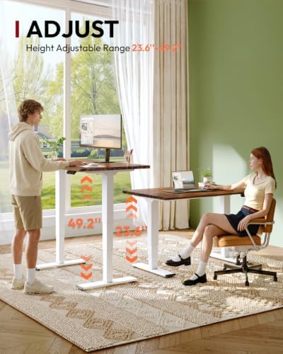 SANODESK Large Solid Wood Standing Desk Dual Motor 72"x29.9" Brown/White