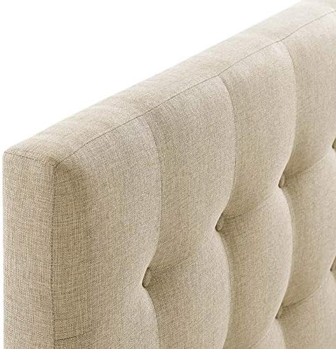 Modway Emily Tufted Button Linen Fabric Upholstered Queen Headboard in Beige