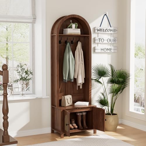 Hall Tree with Bench and Shoe Storage 4-in-1 Entryway Bench with Coat Rack