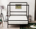Bonnlo Black Canopy Bed Frame Full with Headboard, 10 Inch Metal Platform Bed Full with 4 Posters, No Box Spring Needed