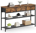 SONGMICS Console Table with 3 Fabric Drawers, Narrow Entryway Furniture
