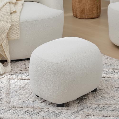 KINWELL 34" Wide 2 Boucle Swivel Barrel Chairs and 2 Ottomans Set, Beige
