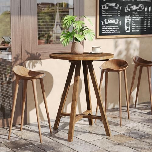 Solid Wood Bar Table, 31.5" Round Pub Bistro Table