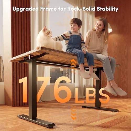 FEZIBO Standing Desk 55 × 24 Inch Electric Height Adjustable, Rustic Brown