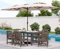 SERWALL HDPE Dining Set with Umbrella, Outdoor Dining Set for 6, Coffee