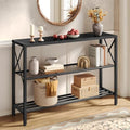 Hoctieon Industrial Console Table, 3 Tier Entryway Table, Hallway Table, Narrow Sofa Table with Shelves, Entrance Table for Entryway, Living Room, Foyer, Hallway, Office, Black