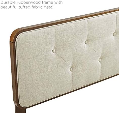 Modway MOD-6233-WAL-BEI Collins Tufted Full Fabric and Wood Headboard, Walnut Beige