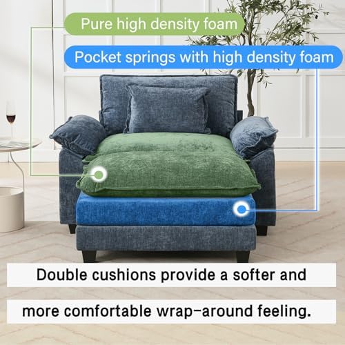 Oprisen 53" Modular Sectional Sofa, Comfy Deep Cloud Couch with Ottoman