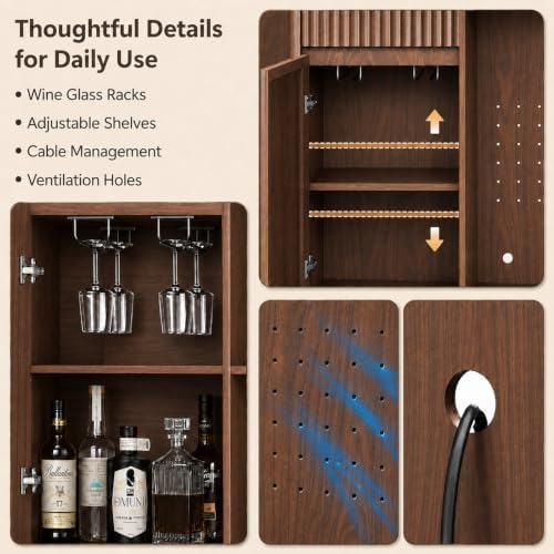 Coffee Bar with Mini Fridge Space,Liquor Wine Mini Bar Cabinet with Storage