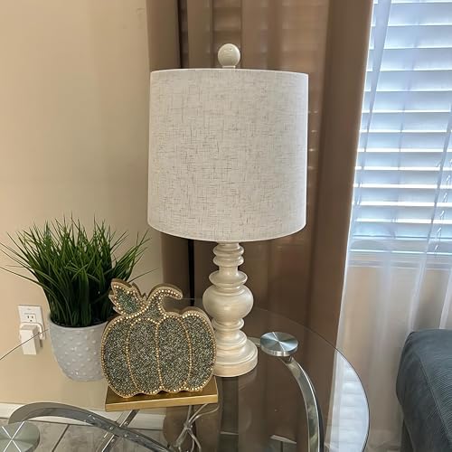 BOBOMOMO Tradition 20.5" Rustic Table Lamp Set of 2 for Living Room Farmhouse Bedside Desk Lamps Bedroom Nightstand Vintage Lamps Linen Washed（Suitable for Decorating Small Areas）