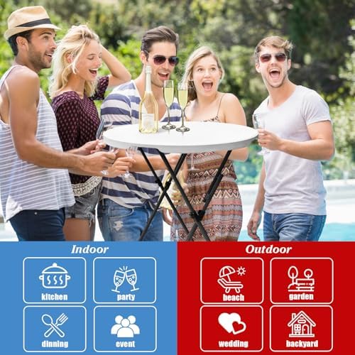 2 Sets 32in Folding Cocktail Tables+White Cocktail Table Covers