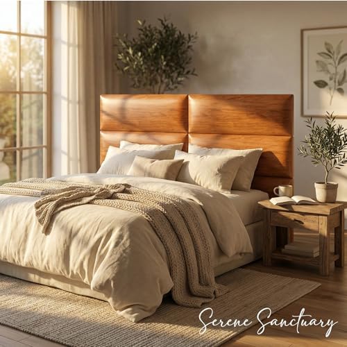 Xuhal 94.48 x 29.52 in Peel and Stick King Headboard, 12 Panels, Oak