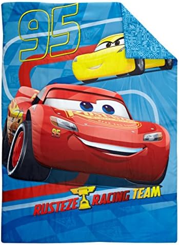 Disney Cars Rusteze Racing Team 4 Piece Toddler Bedding Set, Blue/Red/Yellow/White