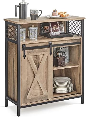 VASAGLE Buffet Cabinet, Coffee Bar with 1 Sliding Barn Door