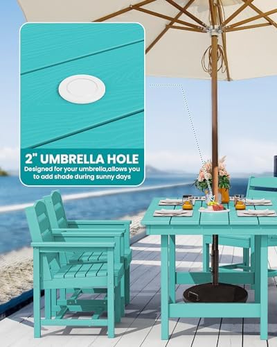 SERWALL HDPE Outdoor Dining Furniture, Outdoor Dining Set for 10, Aruba