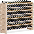 96 Bottles Stackable Modular Wine Rack, 8-Tier Wooden Wine Storage Rack Freestanding Wine Holder Display Shelves, Wobble-Free Shelves, Solid Wood