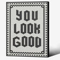 Black and White Quotes Wall Art Trendy Minimalist You Look Good Poster 08x10 inch Black Framed Funky Hexagon Tile Canvas Prints for Living Room Bathroom Wall Decor