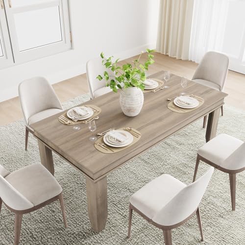 GarveeHome Farmhouse Dining Table for 6-8 People, 71" Long Kitchen Tables