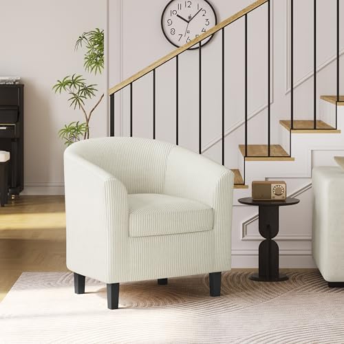 Topeakmart Corduroy Fabric Accent Chair Set of 2, 300 lb Cap, Beige