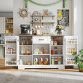 Gizoon 45" Kitchen Sideboard Buffet Cabinet with Storage, White and Rustic