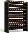 NutriChef 72 Bottle Wine Rack Stackable Bamboo Freestanding, 8-Tier Modular Shelf, Sturdy Wobble Free, Upgraded 2026 Design, Easy No-Tool Assembly for Kitchen, Cellar or Bar 33.5" x 10" x 41" (Black)