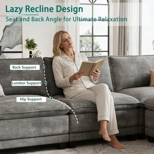 108" Modular Sectional Couch, L Shaped Cloud Sofa for Living Room