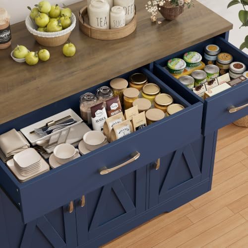 HOSTACK Kitchen Buffet Sideboard Storage Cabinet, Coffee Bar Cabinet, Blue