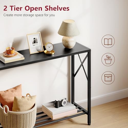 Tajsoon Console Table 41.8", 2 Tier Narrow Entryway Table with Shelves