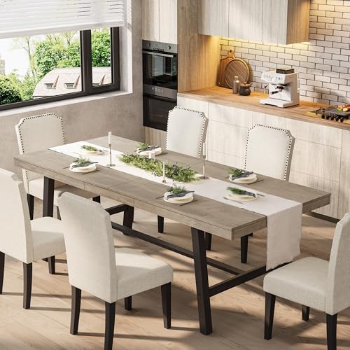 Garvee 79" Extra Large Dining Table, Industrial Kitchen Table, Grey
