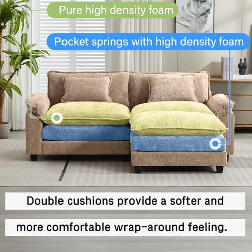 Oprisen 86" Modular Sectional Sofa, Comfy Deep Cloud Couch with Ottoman