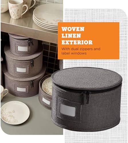 storageLAB 6-Piece China Storage Set | Plates, Mugs & Wine Glasses | Gray