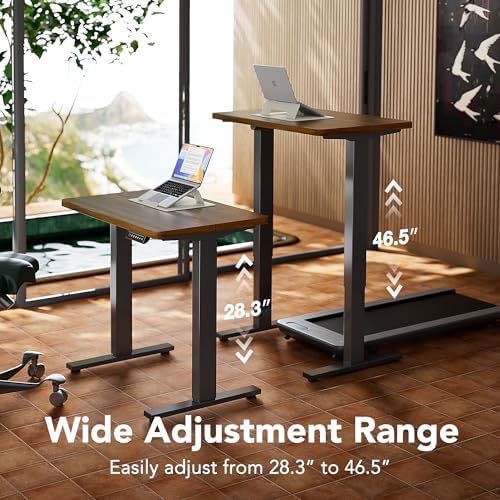 HUANUO 43x24 Inch Electric Standing Desk, Height Adjustable, Black Walnut