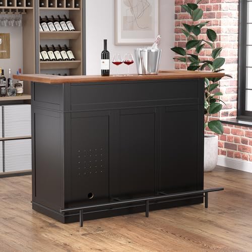 GDLF 63.1" Home Bar Cabinet with Fridge Space, U-Shape Liquor Mini Bar