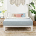 Mellow Naturalista Classic 12 Inch Solid Wood Platform Bed with Wooden Slats, Full, White