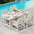 SERWALL 5 Pcs HDPE Patio Dining Set, Outdoor Dining Set for 4, White