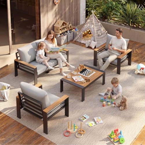Aoxun Patio Furniture Set, Aluminum Outdoor Furniture with Oversized Seats