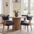 HNY Mid Century Modern Dining Chairs Set of 4, Farmhouse Linen Upholstered Accent Chair Curved Backrest Kitchen Chairs, with Hardwood Frame, Charcoal