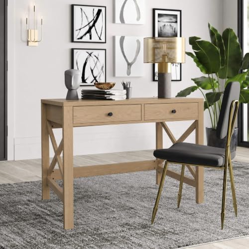 ChooChoo 39.37 Inches Farmhouse Computer Desk with 2 Drawers