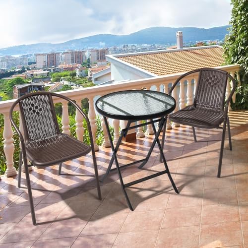 VINGLI PE Rattan Patio Dining Chairs Set of 4