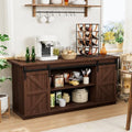 Shahoo Farmhouse Sideboard Buffet Cabinet, Coffee Bar Storage with Sliding Barn Doors, Shelf for Home Dining Room, Espresso