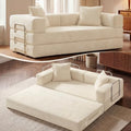 GRUSIGN 78" 5-in-1 Convertible Futon Sofa Bed, Boneless Corduroy, Beige