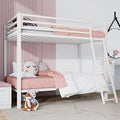 SHA CERLIN Bunk Bed Twin Over Twin Size with Ladder and Guardrail,White